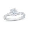 Thumbnail Image 1 of Now + Forever Now + Forever Emerald-Cut Diamond Halo Engagement Ring 1/2 ct tw 14K White Gold