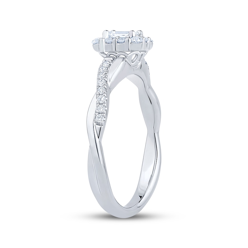 Main Image 2 of Now + Forever Now + Forever Emerald-Cut Diamond Halo Engagement Ring 1/2 ct tw 14K White Gold