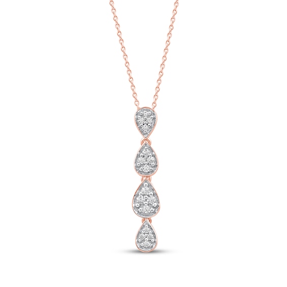 Multi-Diamond Quad Teardrop Necklace 1/5 ct tw 10K Rose Gold 18"