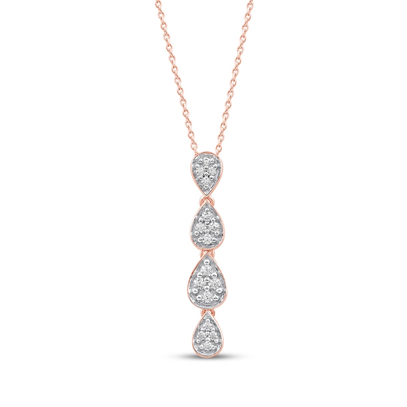 Main Image 1 of Multi-Diamond Quad Teardrop Necklace 1/5 ct tw 10K Rose Gold 18&quot;