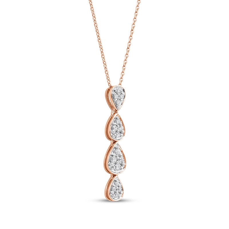 Main Image 2 of Multi-Diamond Quad Teardrop Necklace 1/5 ct tw 10K Rose Gold 18&quot;