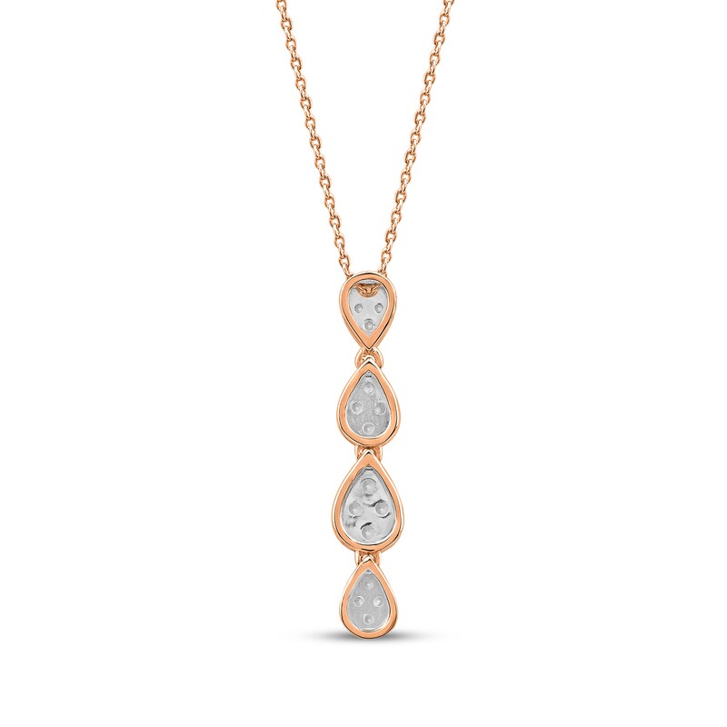 Main Image 3 of Multi-Diamond Quad Teardrop Necklace 1/5 ct tw 10K Rose Gold 18&quot;
