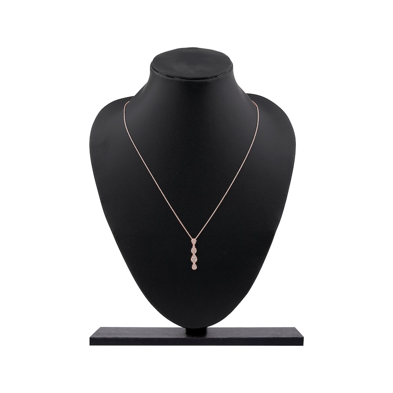 Main Image 5 of Multi-Diamond Quad Teardrop Necklace 1/5 ct tw 10K Rose Gold 18&quot;