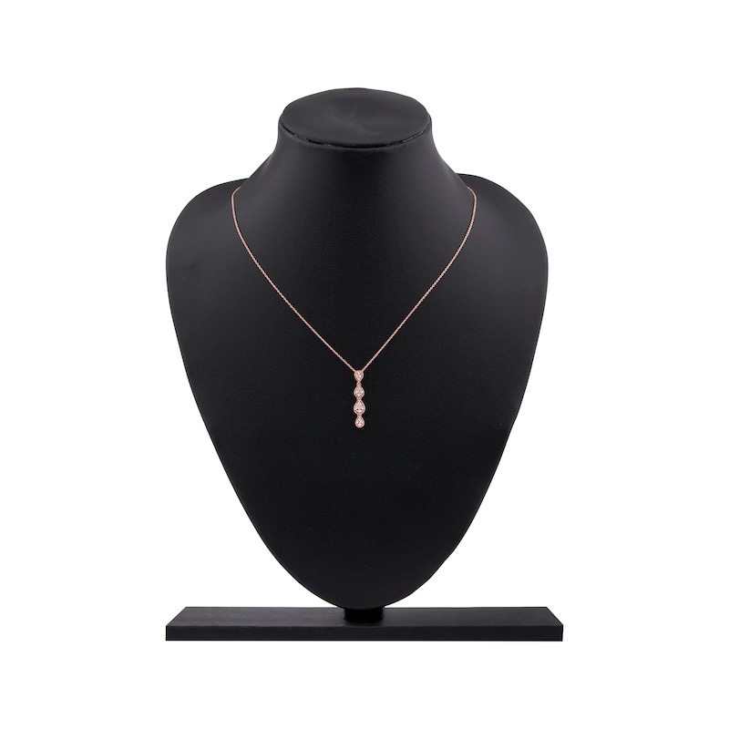 Main Image 6 of Multi-Diamond Quad Teardrop Necklace 1/5 ct tw 10K Rose Gold 18&quot;