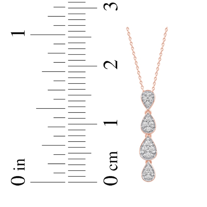 Main Image 7 of Multi-Diamond Quad Teardrop Necklace 1/5 ct tw 10K Rose Gold 18&quot;