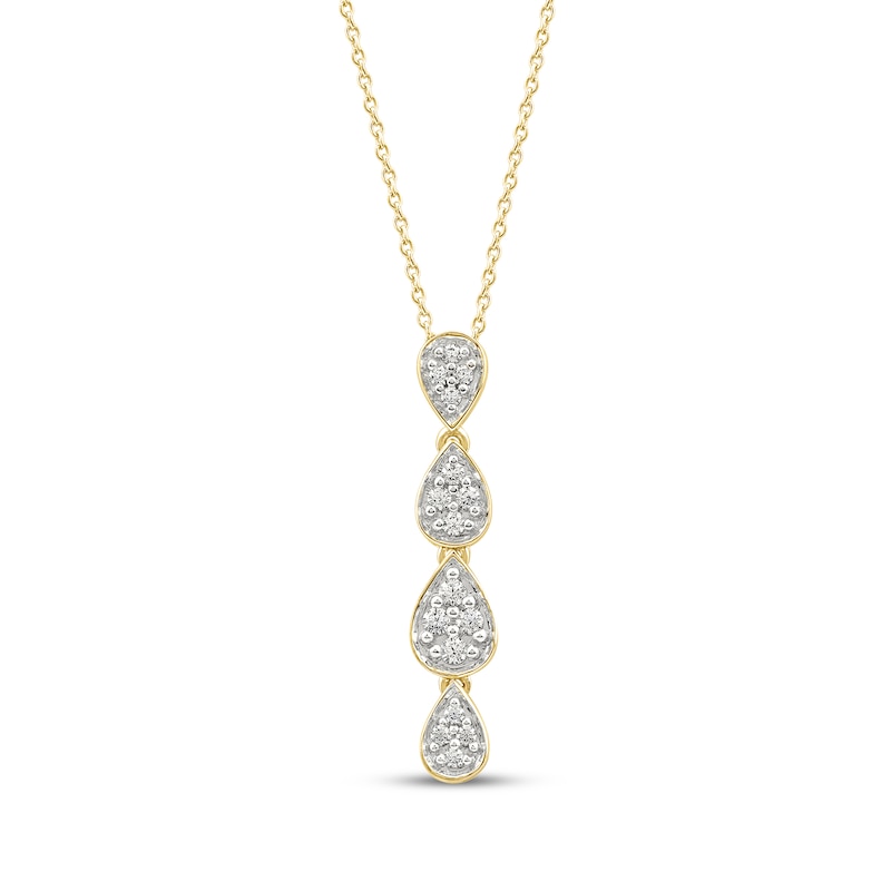 Main Image 1 of Multi-Diamond Quad Teardrop Necklace 1/5 ct tw 10K Yellow Gold 18"