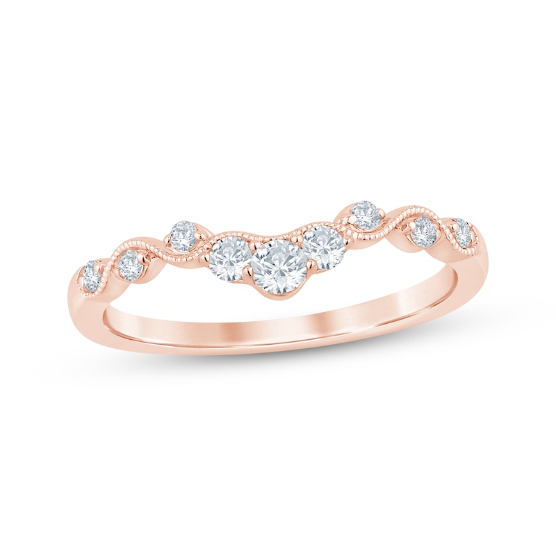Main Image 1 of Now + Forever Diamond Milgrain Contour Anniversary Ring 1/4 ct tw 10K Rose Gold