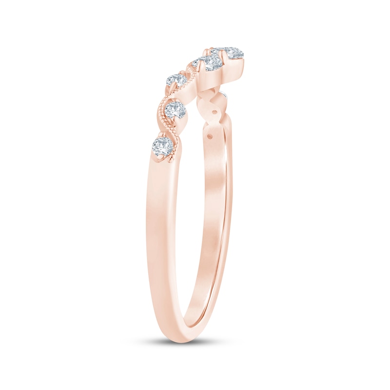 Main Image 2 of Now + Forever Diamond Milgrain Contour Anniversary Ring 1/4 ct tw 10K Rose Gold
