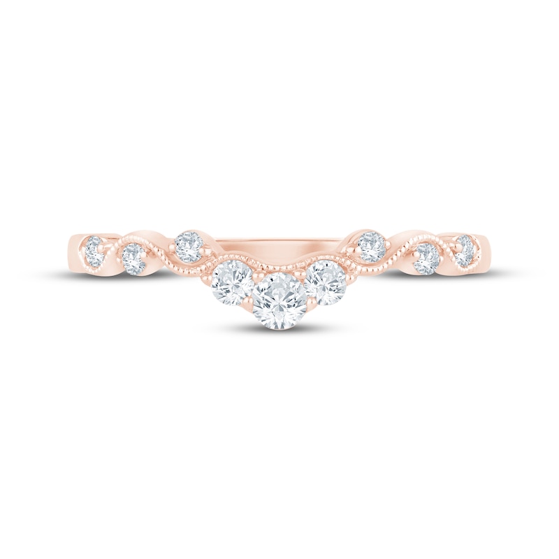 Main Image 3 of Now + Forever Diamond Milgrain Contour Anniversary Ring 1/4 ct tw 10K Rose Gold