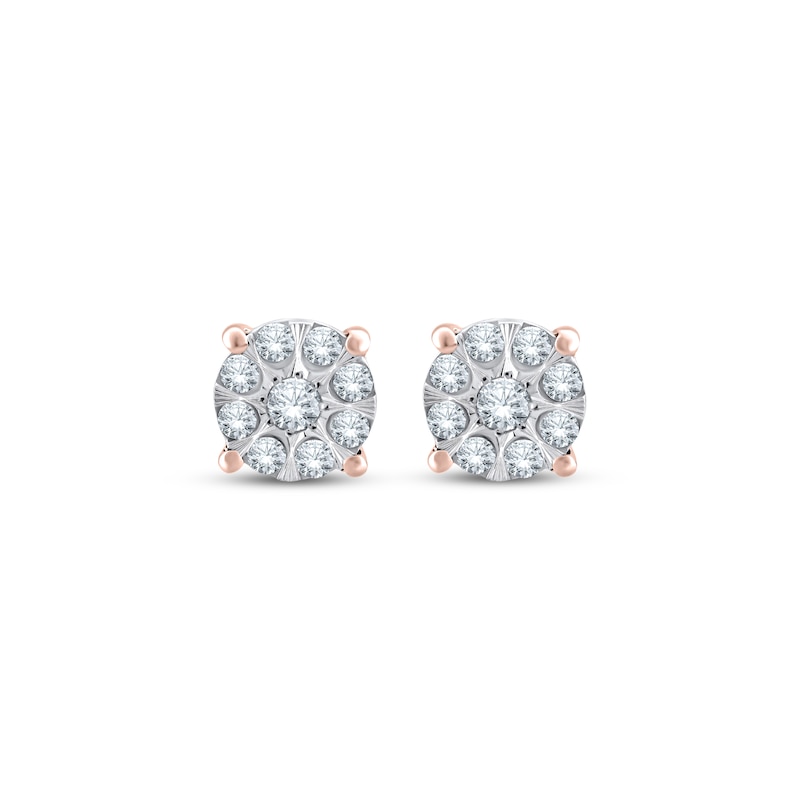 Main Image 2 of Multi-Diamond Circle Stud Earrings 1/4 ct tw 10K Rose Gold