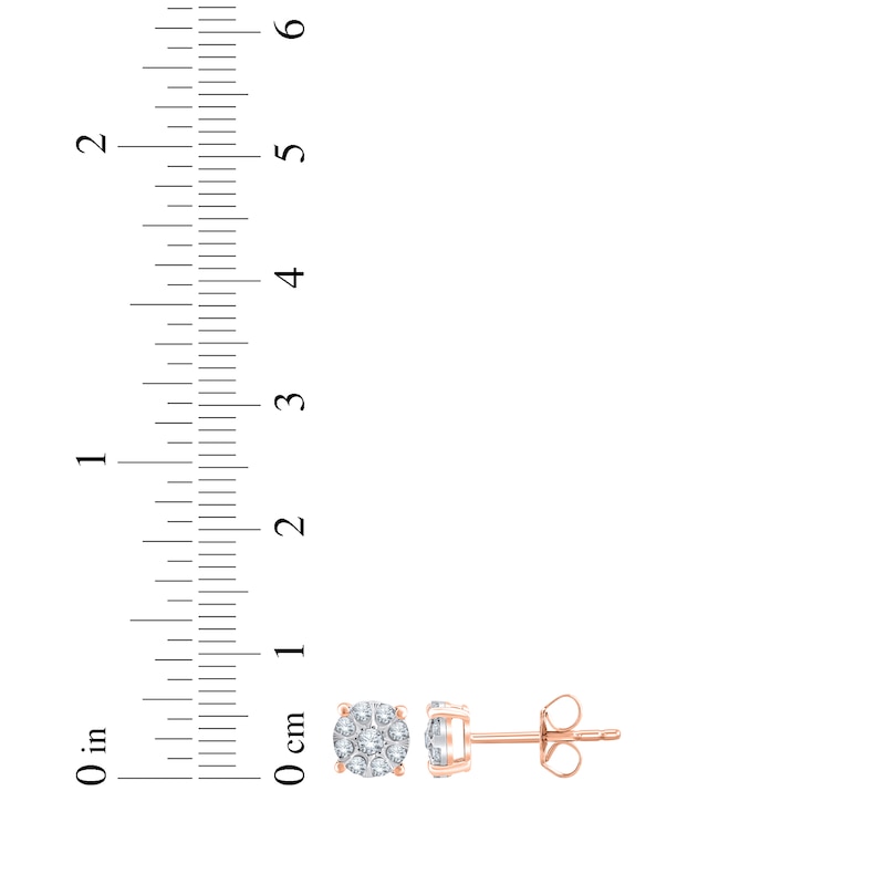 Main Image 3 of Multi-Diamond Circle Stud Earrings 1/4 ct tw 10K Rose Gold