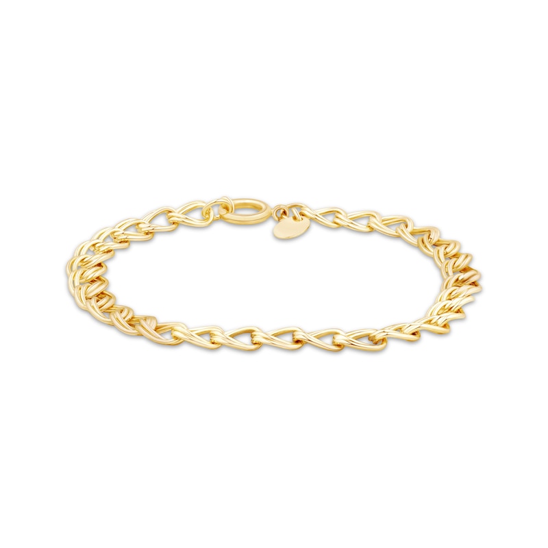 Main Image 2 of Charmed Memories Double Link Bracelet 3.9mm Hollow 10K Yellow Gold 7.5&quot;