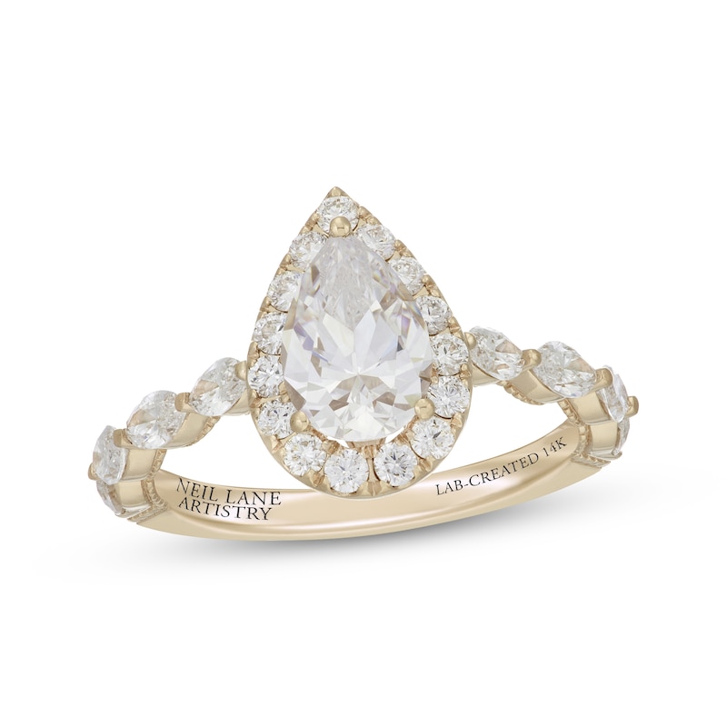 Main Image 1 of Neil Lane Artistry Pear-Shaped Lab-Grown Diamond Engagement Ring 2 ct tw 14K Yellow Gold