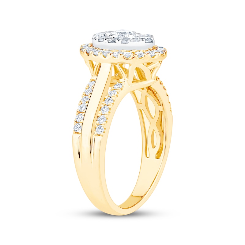 Main Image 2 of Now + Forever Multi-Diamond Oval Halo Engagement Ring 1 ct tw 14K Yellow Gold
