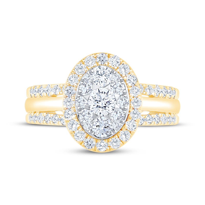 Main Image 3 of Now + Forever Multi-Diamond Oval Halo Engagement Ring 1 ct tw 14K Yellow Gold