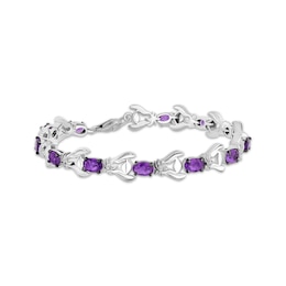 Disney Treasures Winnie the Pooh "Eeyore" Oval-Cut Amethyst & Diamond Bracelet 1/10 ct tw Sterling Silver 7.25"