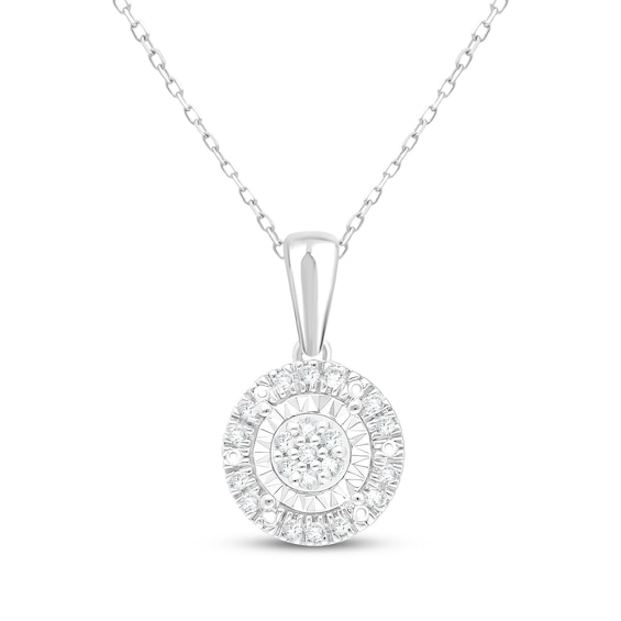 Multi-Diamond Circle Necklace 1/10 ct tw 10K White Gold 18"