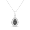 Thumbnail Image 1 of Black & White Multi-Diamond Teardrop Necklace 1/15 ct tw Sterling Silver 18&quot;