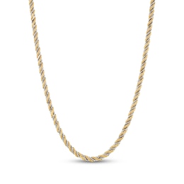 2.46mm Rope & Box Chain Necklace Hollow 10K Two-Tone Gold 20"