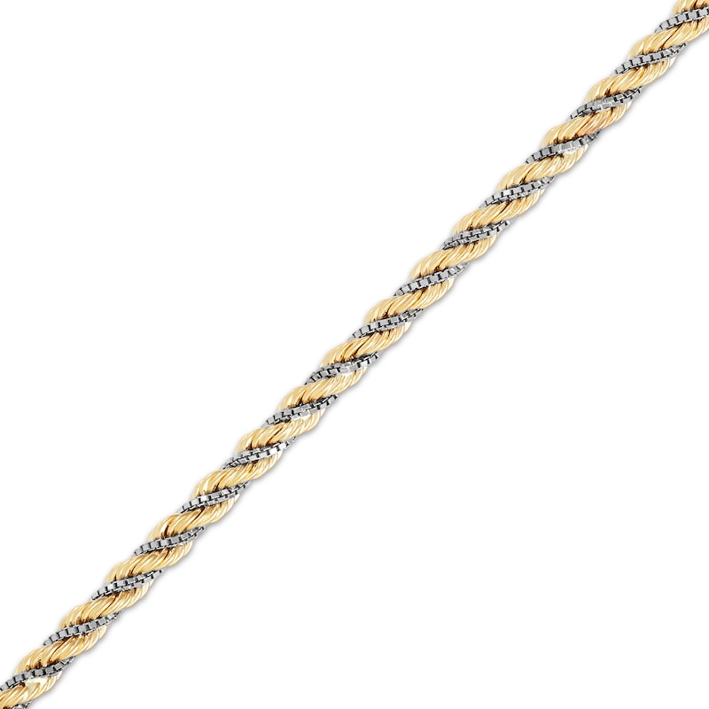 Main Image 2 of 2.46mm Rope & Box Chain Necklace Hollow 10K Two-Tone Gold 20"