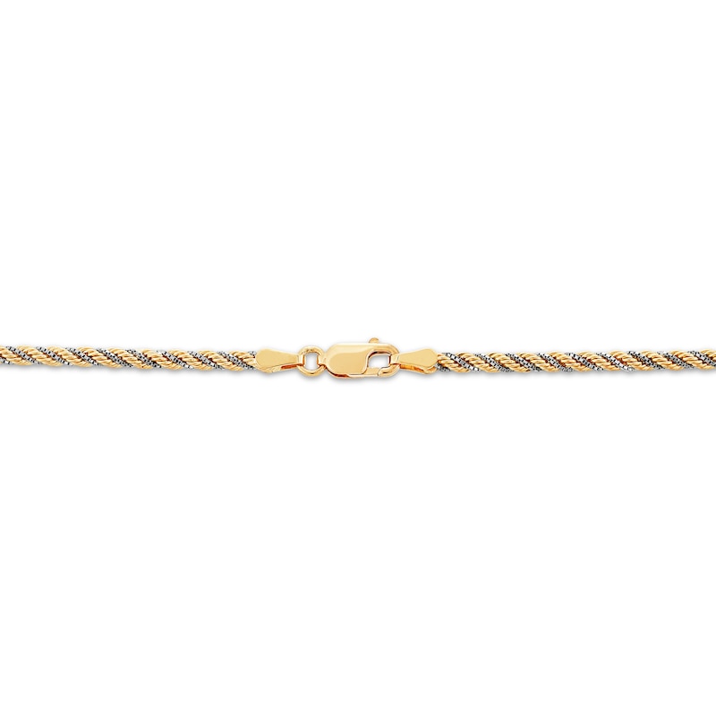Main Image 3 of 2.46mm Rope & Box Chain Necklace Hollow 10K Two-Tone Gold 20"