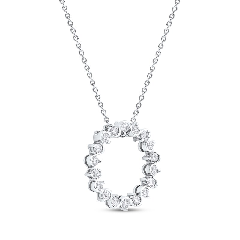 Main Image 2 of Diamond Squiggle Circle Necklace 1/3 ct tw 10K White Gold 18&quot;