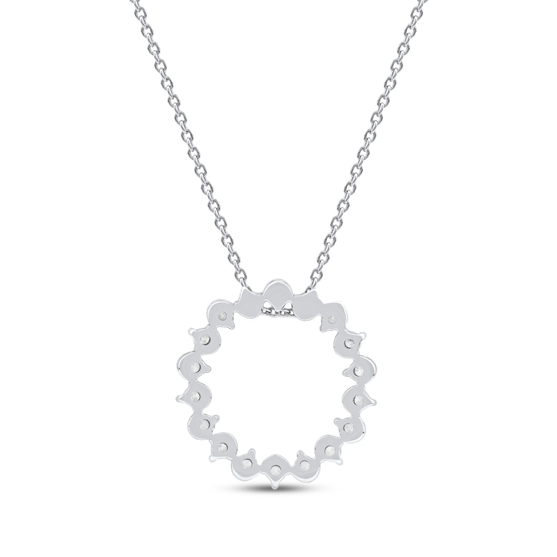 Main Image 3 of Diamond Squiggle Circle Necklace 1/3 ct tw 10K White Gold 18&quot;