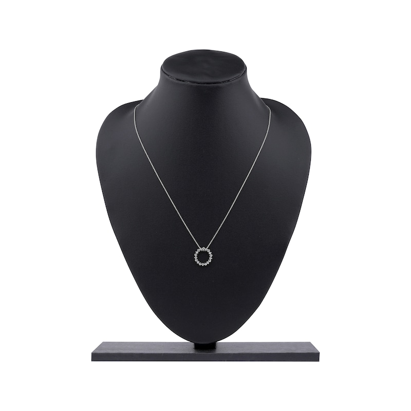 Main Image 6 of Diamond Squiggle Circle Necklace 1/3 ct tw 10K White Gold 18"