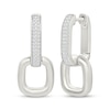 Thumbnail Image 1 of Diamond Square Link Door Knocker Hoop Earrings 1/4 ct tw Sterling Silver