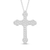 Thumbnail Image 1 of White Lab-Created Sapphire Cross Necklace Sterling Silver 18"