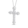 Thumbnail Image 2 of White Lab-Created Sapphire Cross Necklace Sterling Silver 18"
