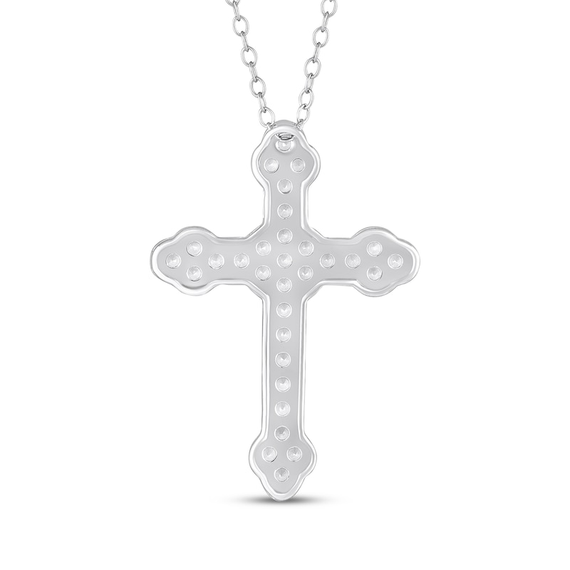 Main Image 3 of White Lab-Created Sapphire Cross Necklace Sterling Silver 18"