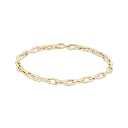 4mm Paperclip Chain Bracelet Hollow 10K Yellow Gold 7.5"