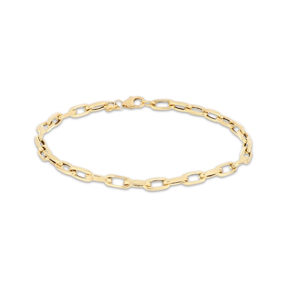 4mm Paperclip Chain Bracelet Hollow 10K Yellow Gold 7.5"