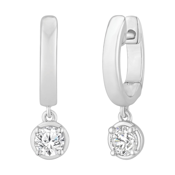 KAY Lab-Grown Diamonds Solitaire Dangle Hoop Earrings 1/2 ct tw 10K White Gold (F/SI2)