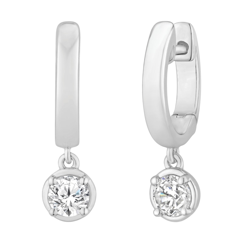 Main Image 1 of KAY Lab-Grown Diamonds Solitaire Dangle Hoop Earrings 1/2 ct tw 10K White Gold (F/SI2)