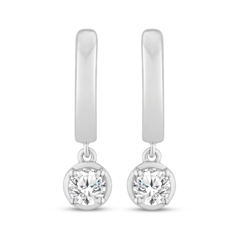 Main Image 2 of KAY Lab-Grown Diamonds Solitaire Dangle Hoop Earrings 1/2 ct tw 10K White Gold (F/SI2)