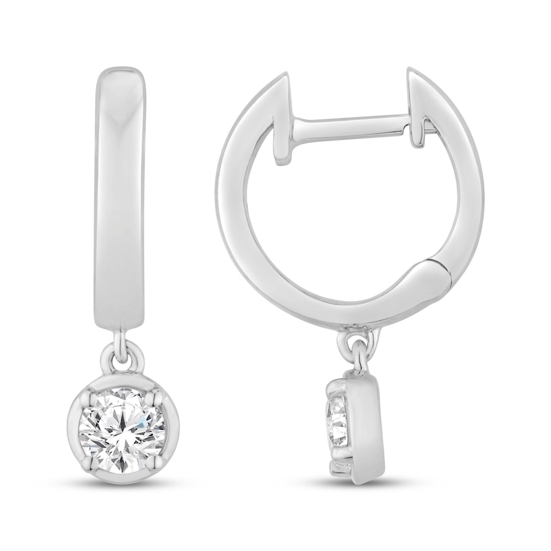 Main Image 3 of KAY Lab-Grown Diamonds Solitaire Dangle Hoop Earrings 1/2 ct tw 10K White Gold (F/SI2)