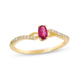 Le Vian Oval-Cut Ruby Ring 1/10 ct tw Diamonds 14K Honey Gold