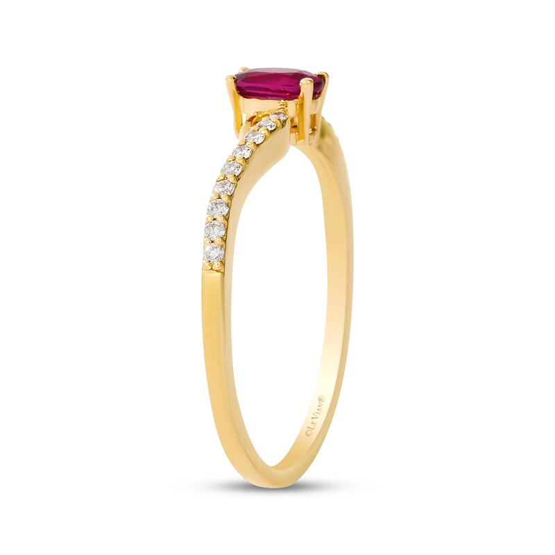 Main Image 2 of Le Vian Oval-Cut Ruby Ring 1/10 ct tw Diamonds 14K Honey Gold