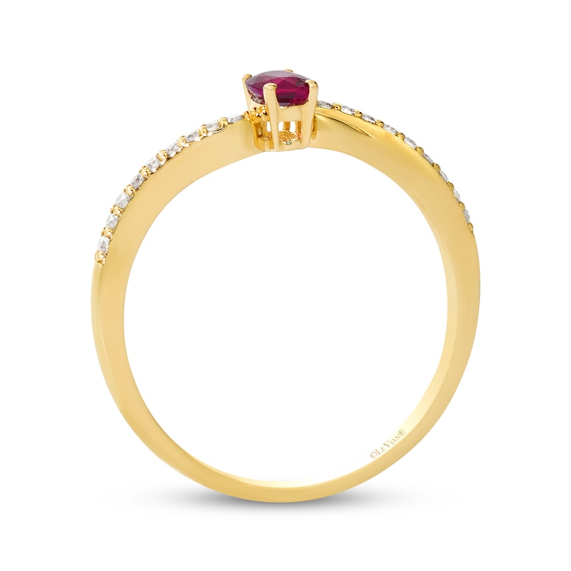 Main Image 3 of Le Vian Oval-Cut Ruby Ring 1/10 ct tw Diamonds 14K Honey Gold