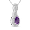 Thumbnail Image 2 of Pear-Shaped Amethyst & White Lab-Created Sapphire Drop Necklace Sterling Silver 18"