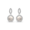Thumbnail Image 2 of Cultured Pearl & White Lab-Created Sapphire Halo Drop Earrings Sterling Silver