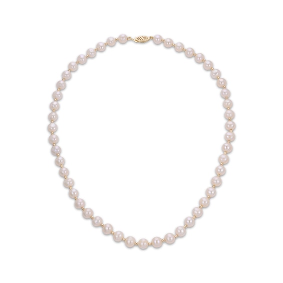Cultured Pearl Strand Necklace 7-7.5mm 10K Yellow Gold 18"