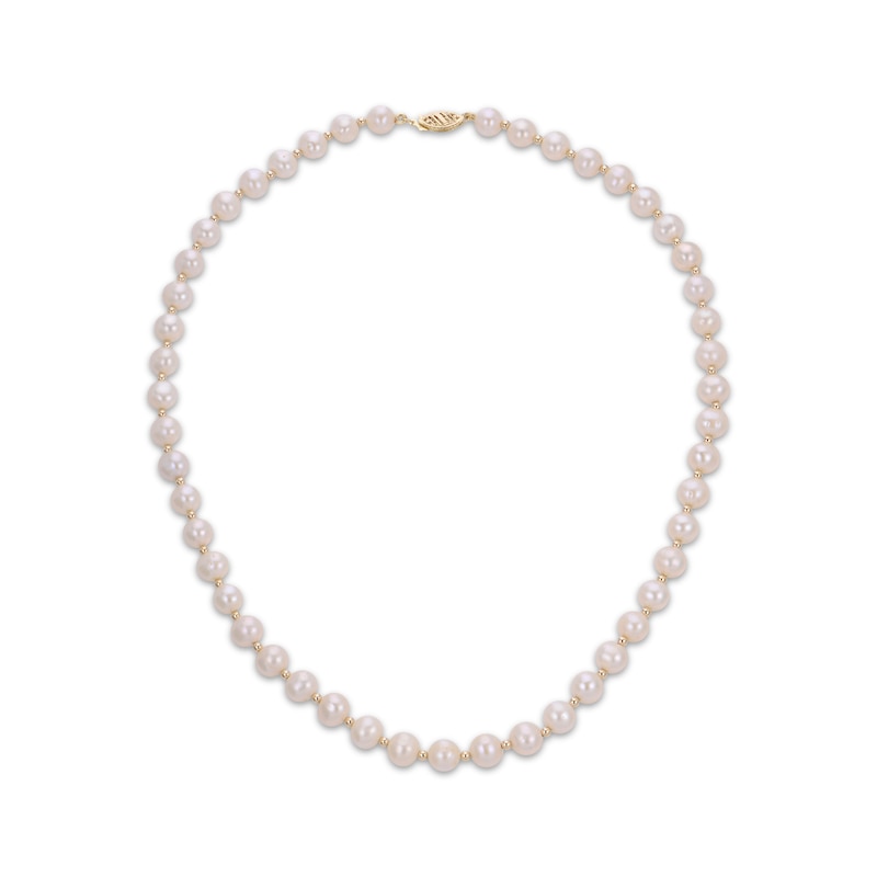 Main Image 1 of Cultured Pearl Strand Necklace 7-7.5mm 10K Yellow Gold 18"
