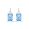 Thumbnail Image 2 of Emerald-Cut Swiss Blue Topaz & White Lab-Created Sapphire Dangle Earrings Sterling Silver