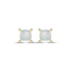 Thumbnail Image 2 of Cushion-Cut Lab-Created Opal & Diamond Accent Stud Earrings 10K Yellow Gold