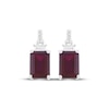 Thumbnail Image 2 of Emerald-Cut Lab-Created Ruby & White Lab-Created Sapphire Dangle Earrings Sterling Silver
