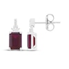 Thumbnail Image 3 of Emerald-Cut Lab-Created Ruby & White Lab-Created Sapphire Dangle Earrings Sterling Silver