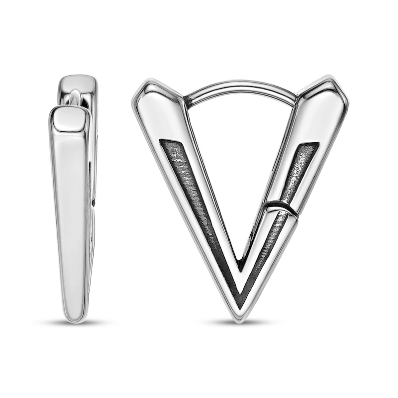 Main Image 3 of Men's Triangle Hoop Earrings Stainless Steel